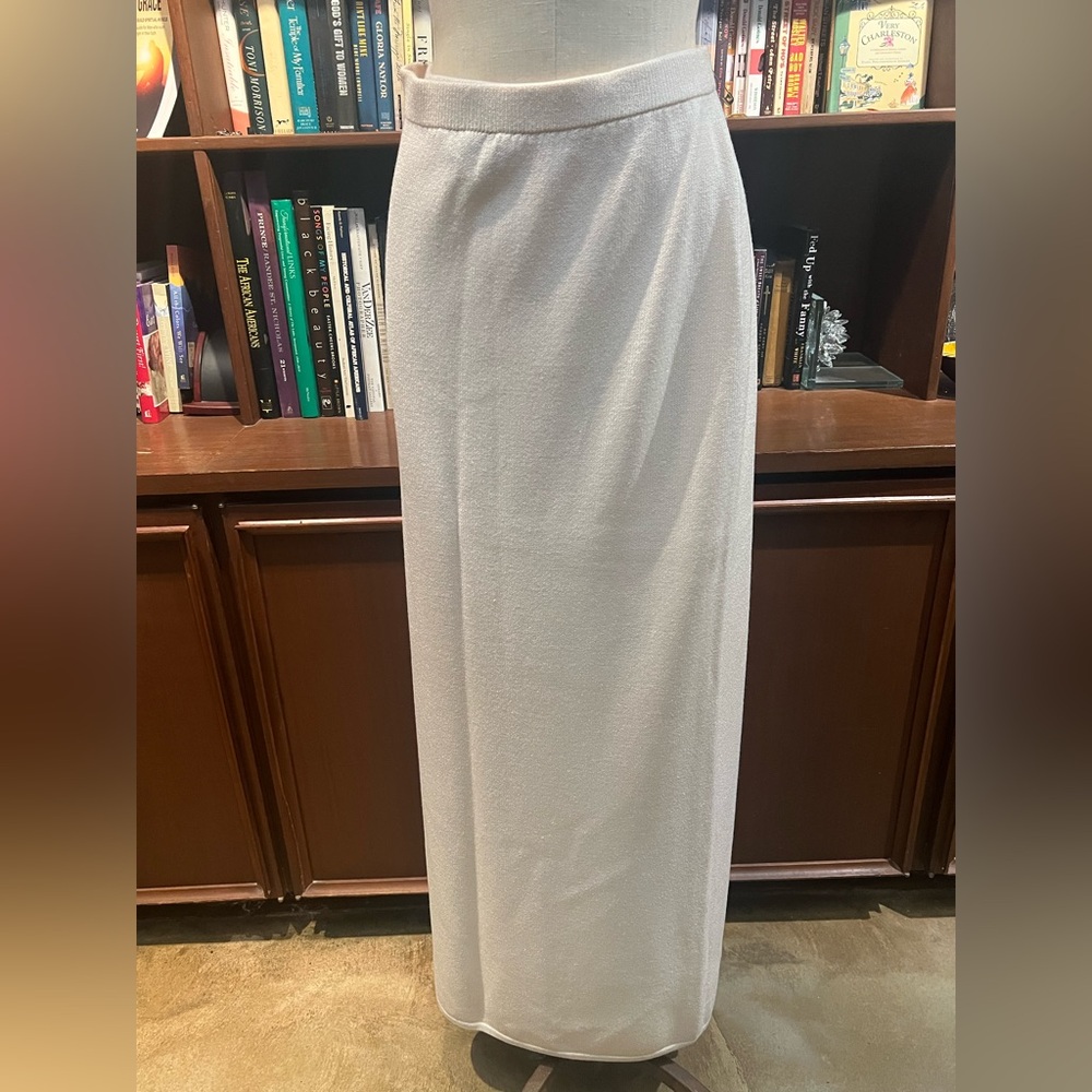 ST JOHN COLLECTION WHITE EVENING KNIT FORMAL SKIRT 14 XL